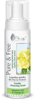 AVA Laboratorium Pure & Free мягкая пенка для умывания лица с ниацинамидом и розой, 150 мл