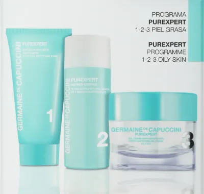 Набор Germaine de Capuccini Purexpert 1-2-3 для жирной кожи пенка флюид и крем-гель 30+50+50 мл