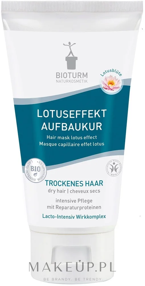 Маска для волос Bioturm Lotus Effect Nr.19 для сухих волос, экстракты лотоса и моринги, лактокомплекс, увлажнение, 150 мл