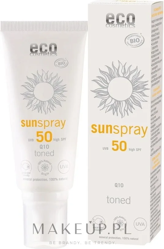 Спрей солнцезащитный тонирующий Eco Cosmetics Sun SPF 50 с коэнзимом Q10 и маслом граната 100 мл