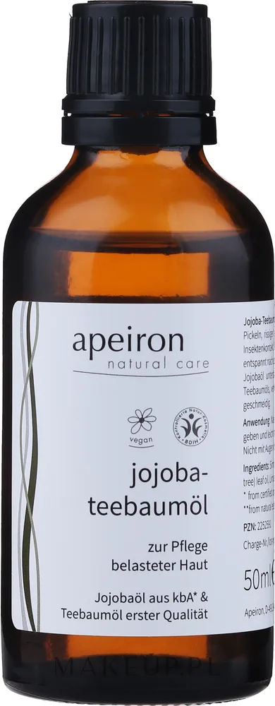 Масло для лица и тела Apeiron с маслом жожоба и чайного дерева для проблемной кожи 30 мл