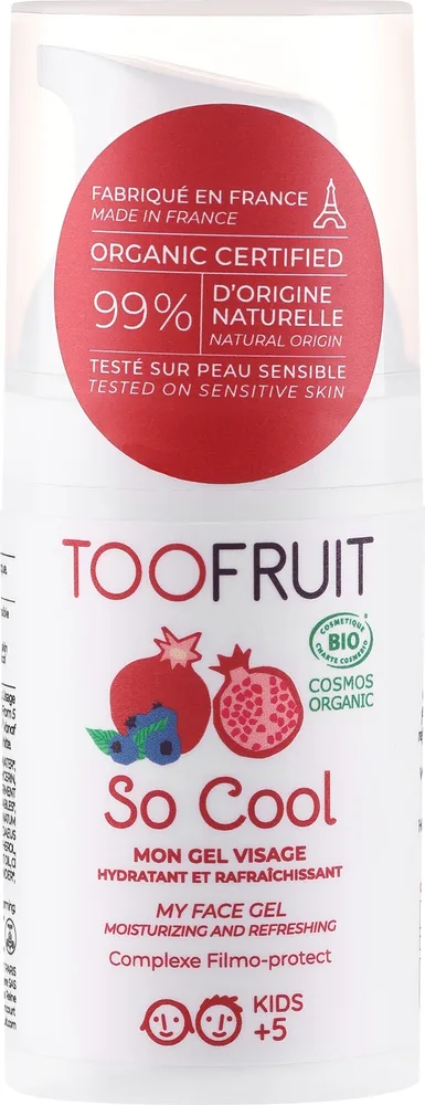 Детский охлаждающий увлажняющий гель для лица Toofruit So Cool с черникой и маслом миндаля 30 мл