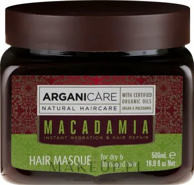 Маска для волос Arganicare Silk Macadamia питательная, для сухих и повреждённых волос, масло макадамии и арган, шёлк