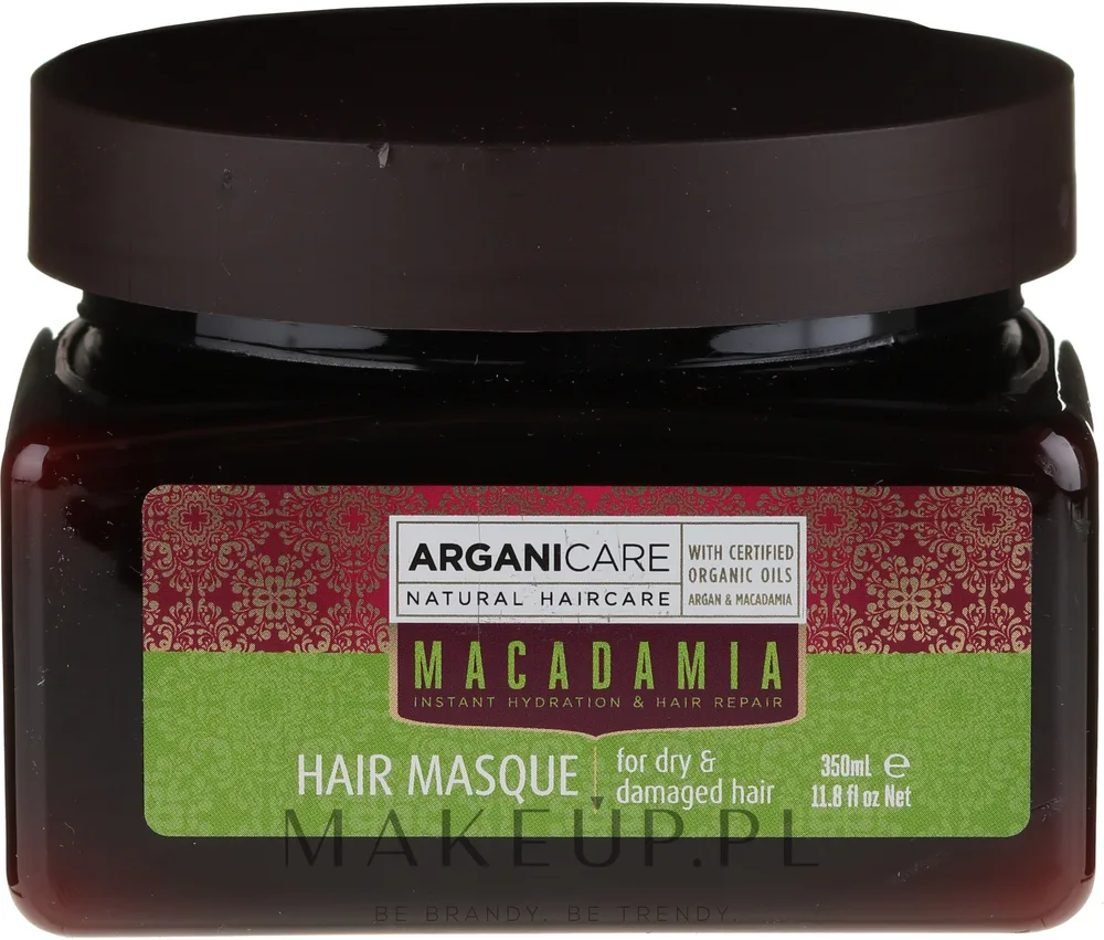Маска для волос Arganicare Silk Macadamia питательная, для сухих и повреждённых волос, масло макадамии и арган, шёлк