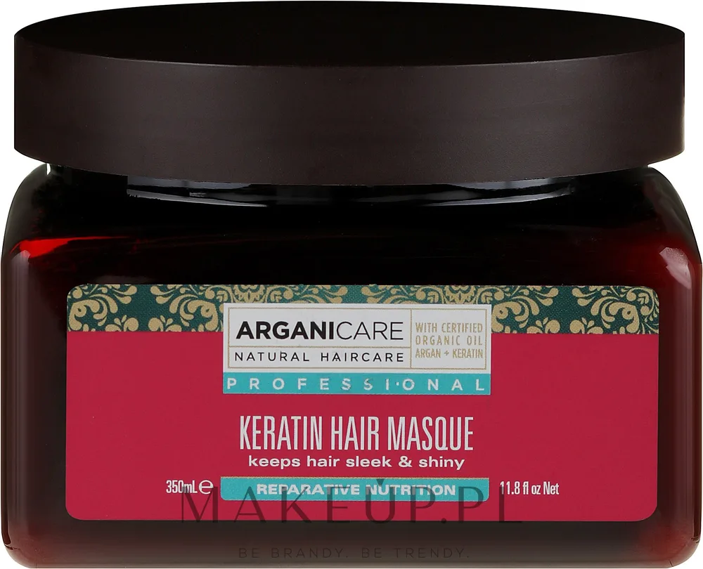 Маска для волос Arganicare Keratin разглаживающая, для сухих волос, аргановое масло, кератин и виноград, блеск, 350 мл