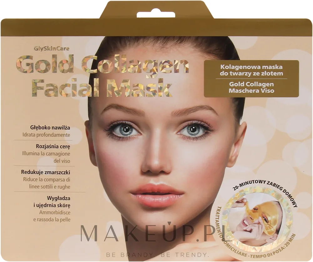Коллагеновая маска для лица с золотом GlySkinCare Gold Collagen Facial Mask, 3 шт