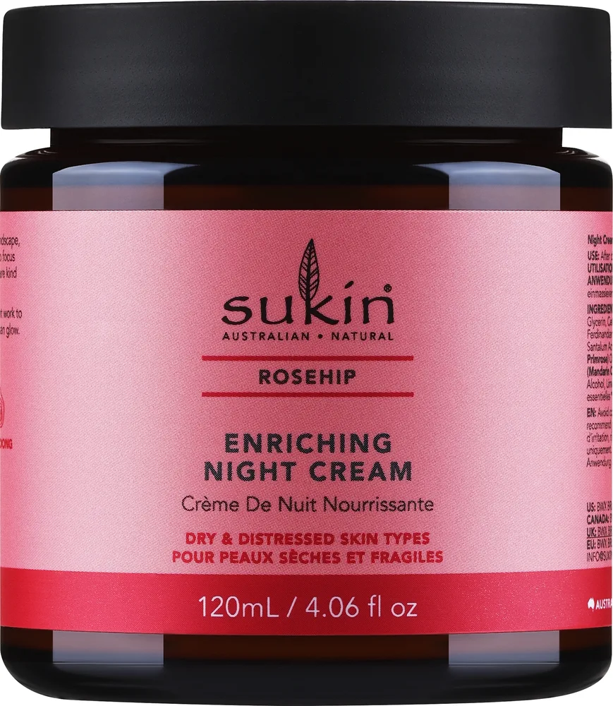 Крем для лица Sukin Rosehip Enriching ночной питательный с шиповником для сухой кожи 120 мл/ Сьюкин