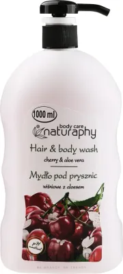 Мыло для душа для волос и тела Вишня с экстрактом алоэ Naturaphy Hair & Body Wash, 1000 мл