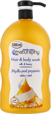 Мыло для душа для волос и тела Молоко и мёд с экстрактом алоэ Naturaphy Hair & Body Wash, 1000 мл