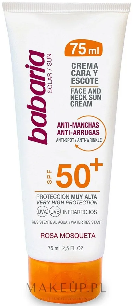 Крем для лица и шеи солнцезащитный Babaria Sun SPF50 водостойкий 75 мл