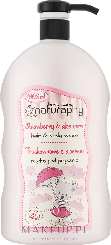 Детское мыло для душа Клубника с алоэ Naturaphy Strawberry & Aloe Vera Hair & Body Wash, 1000 мл