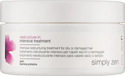 Z. One Concept Z. One Concept Simply Zen Restructure In Intensive Treatment - Маска для волос Simply Zen Restructure интенсивная, для сухих и повреждённых волос, керамиды, киноа и олива, объём, 500 мл