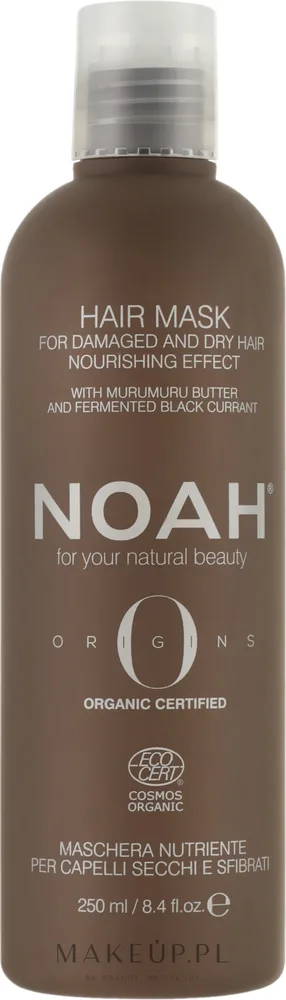 Маска для волос Noah Origins питательная, для сухих и повреждённых волос, чёрная смородина и мурумуру, ECOCERT, 250 мл