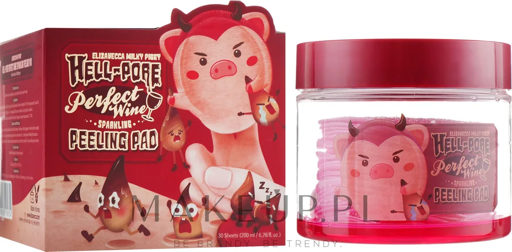 Пилинг-пэды для лица Elizavecca Hell-Pore Perfect Wine Sparkling Peeling Pad с красным вином и анисом, 30 шт