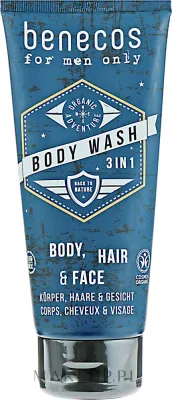 Гель 3 в 1 для тела, лица и волос для мужчин Benecos For Men Only Body Wash 3in1, 250 мл