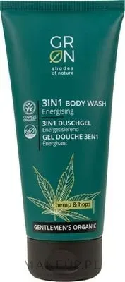 Гель для душа 3 в 1 для тела, волос и лица GRN Gentlemen's Organic Hemp & Hop с коноплёй и хмелем, 200 мл