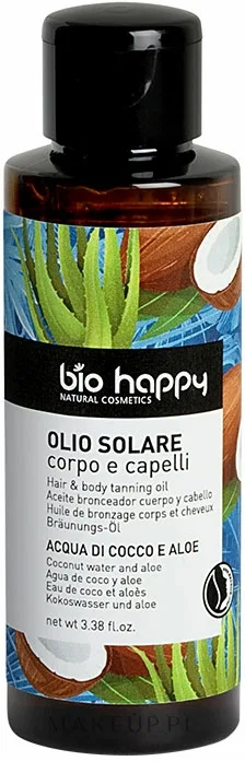 Масло для загара для тела и волос Bio Happy Hair and Body Tanning Oil кокосовая вода и алоэ 100 мл