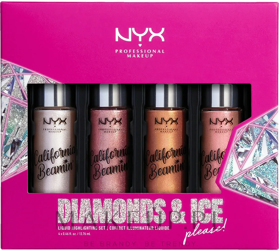 Набор жидких хайлайтеров для тела NYX Professional Makeup Diamonds Ice, Please Shimmer Body Oil, 4 оттенка, 4 x 13,76 мл
