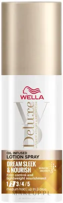 Wella Deluxe Lotion Spray Dream Silk and Nourish спрей-бальзам для волос питательный несмываемый 150 мл, для гладкости и блеска, лёгкое расчёсывание