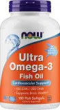 БАД Now Foods / Ultra Omega-3 500 EPA/250 DHA, омега-3, рыбный желатин, лимонный вкус, 180 шт — фото 1