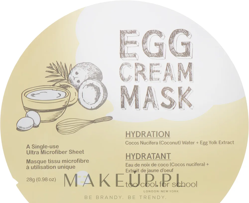 Too Cool For School Egg Cream Mask Hydration — увлажняющая тканевая маска с яичным желтком, 5 х 28 г, оттенок 5 x 28 г