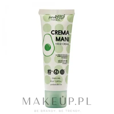 Крем для рук PuroBio Cosmetics с маслом авокадо, гиалуроновой кислотой и витамином C 50 мл