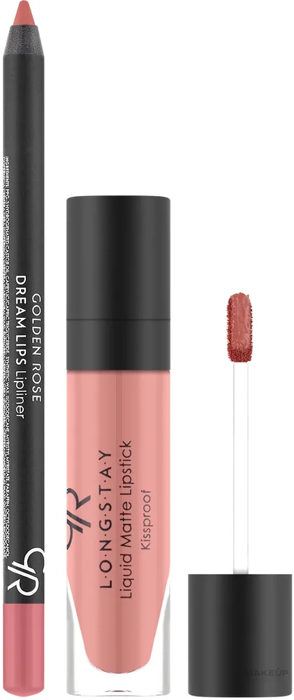 Набор для губ Golden Rose Matte LipKit Warm Nude матовая помада и карандаш с маслом авокадо 5,5 мл + 1,6 г