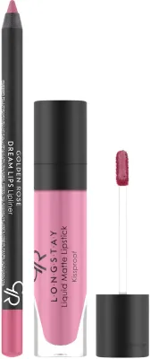 Набор для губ Golden Rose Matte LipKit Blush Pink матовая помада и карандаш с маслом авокадо 5,5 мл + 1,6 г