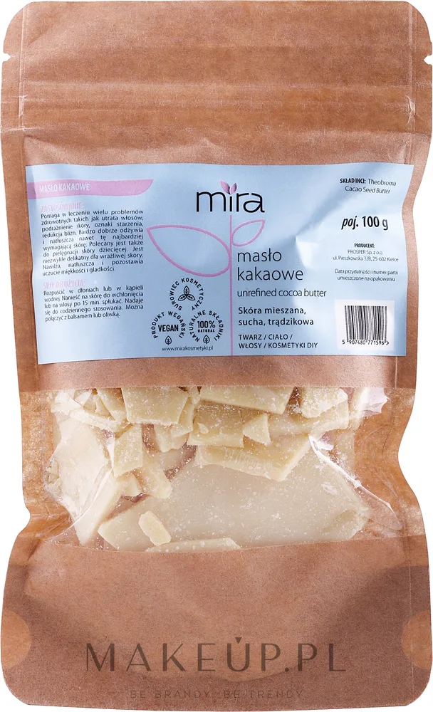 Масло какао Mira нерафинированное для тела и волос 100 г