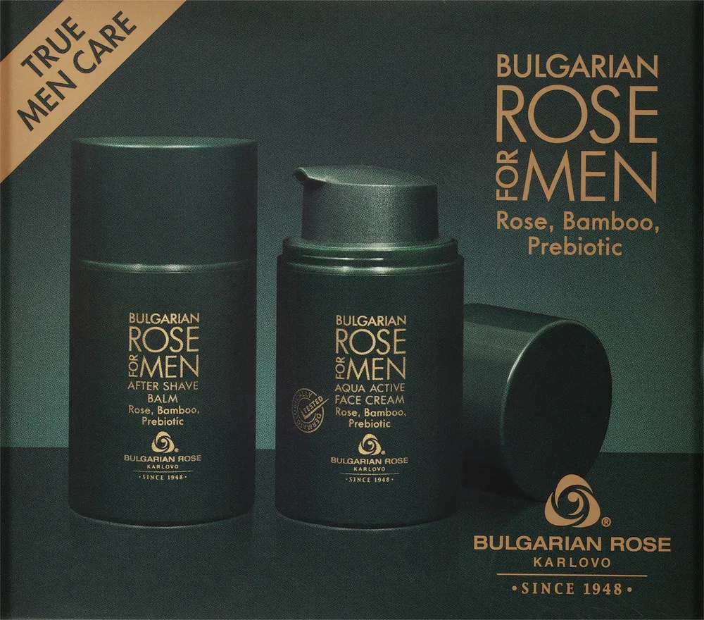 Набор для мужчин Bulgarian Rose For Men крем для лица и бальзам после бритья с розовой водой 2x50 мл