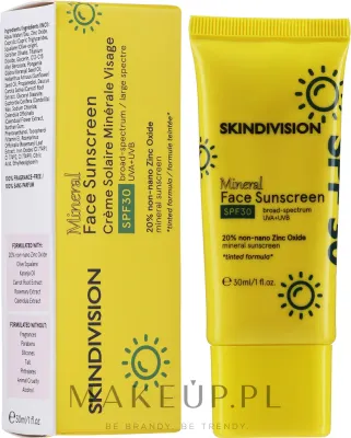 Крем для лица солнцезащитный SkinDivision Face Sunscreen SPF30 минеральный 30 мл