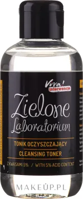 Очищающий тоник Zielone Laboratorium с кислотами 5%, гликолевая и молочная кислота, 150 мл, веган