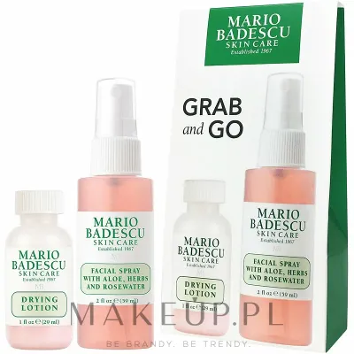 Набор Mario Badescu Grab And Go подсушивающий лосьон и спрей с алоэ и розовой водой 29+59 мл