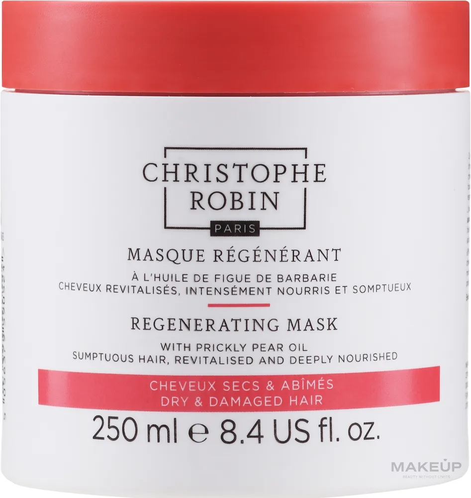 Маска для волос Christophe Robin Regenerating для сухих и повреждённых волос, масло опунции, экстракт инулы, 75, 250 и 500 мл