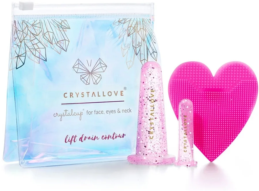 Набор силиконовых банок Crystallove Crystalcup For Face Eyes & Neck Rose Set для массажа лица и шеи