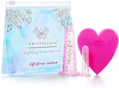 Набор силиконовых банок Crystallove Crystalcup For Face Eyes & Neck Rose Set для массажа лица и шеи