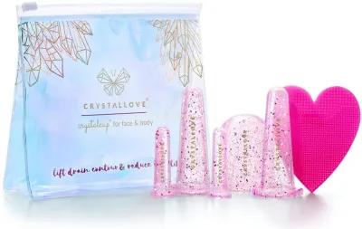 Набор силиконовых банок Crystallove Crystalcup For Face & Body Rose Set для массажа лица и тела