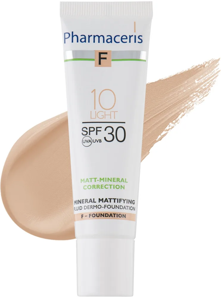 Тонирующий флюид Pharmaceris F минеральный матирующий SPF 30, 30 мл, оттенок 10 - Light