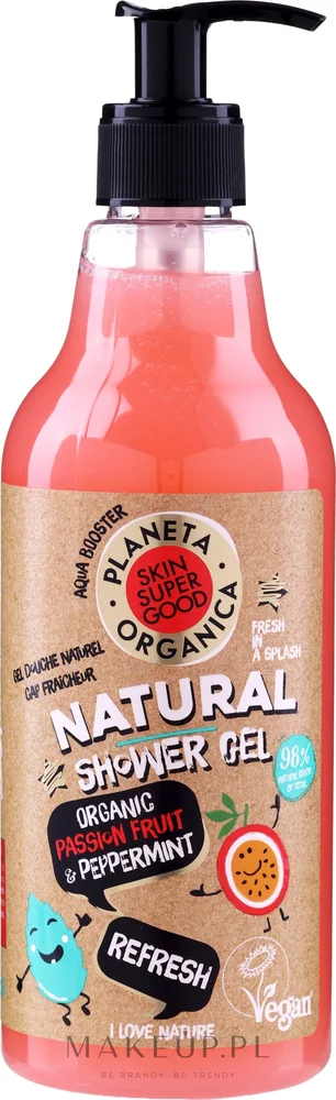 Гель для душа Planeta Organica Skin Super Food Refresh с маракуйей и мятой, 500 мл