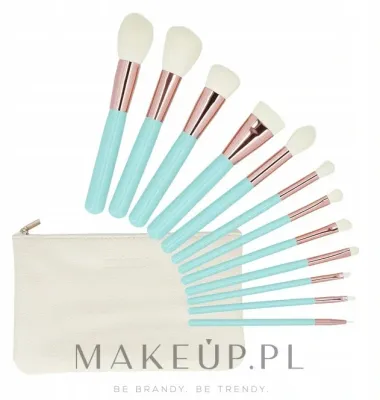 Набор кистей для макияжа Tools For Beauty MiMo Turquoise Set 12 шт. с чехлом