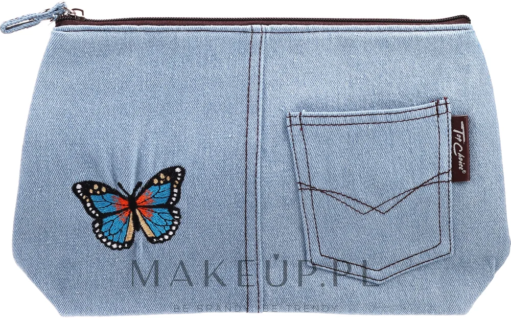 Косметичка Top Choice Motifs 94767 джинса голубая с бабочкой 27х18х8 см