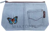 Косметичка Top Choice Motifs 94767 джинса голубая с бабочкой 27х18х8 см — фото 1