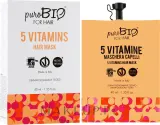 PuroBio Cosmetics puroBIO Cosmetics For Hair 5 Vitamins Mask - Маска для волос PuroBio for Hair с 5 витаминами, для сухих и окрашенных волос, экстракт льна и малины, блеск, 40 мл — фото 2