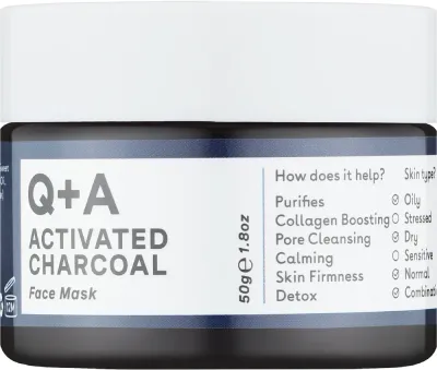 Q+A Activated Charcoal Face Mask — детокс-маска для лица с активированным углём, 50 г