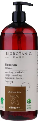 Разглаживающий шампунь BioBotanic Silk Down с льняным маслом для непослушных волос 1000 мл