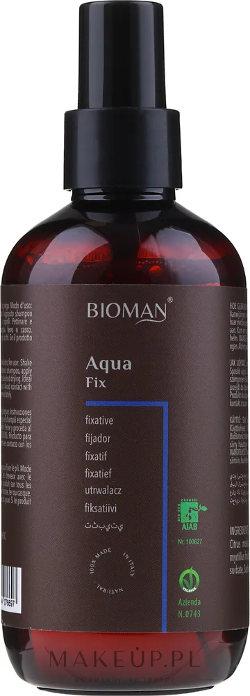 Моделирующий фиксирующий спрей для волос BioMAN Aqua Fix для мужчин, 200 мл