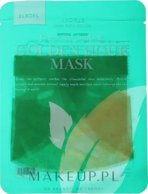 Elroel Golden Hour Mask Green Tea Soothing — успокаивающая тканевая маска для лица с зелёным чаем, 25 г