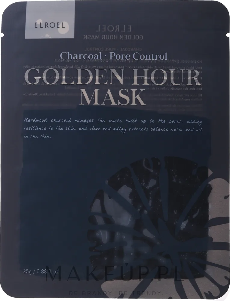 Elroel Golden Hour Mask Charcoal Pore Control — тканевая маска для лица с активированным углём, 25 г