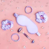 Набор Crystallove Amethyst Home SPA роллер из аметиста шелковая маска для глаз и 4 резинки для волос — фото 3