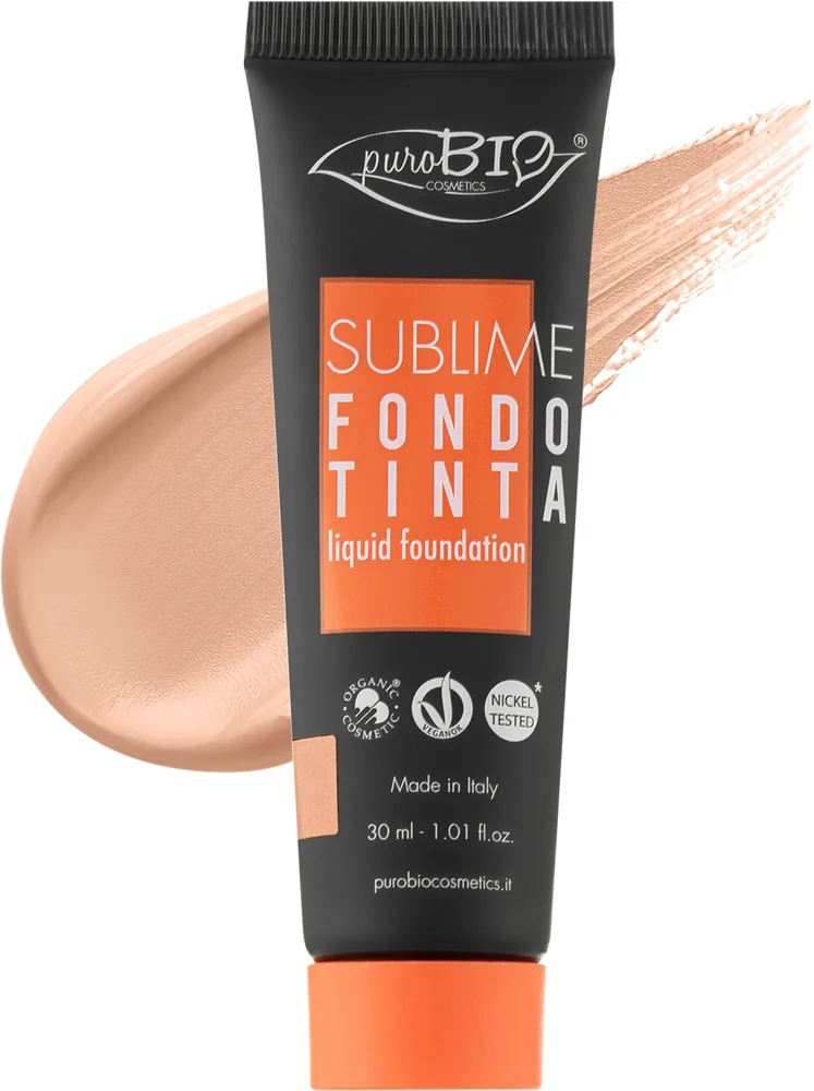 PuroBio Cosmetics Podkład do twarzy - Тональный флюид PuroBio Sublime Liquid Foundation органический, 30 мл, оттенок 02